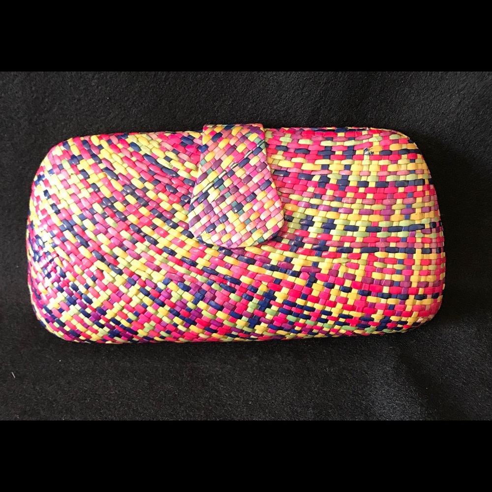Abaca multicolored hard case clutch bag